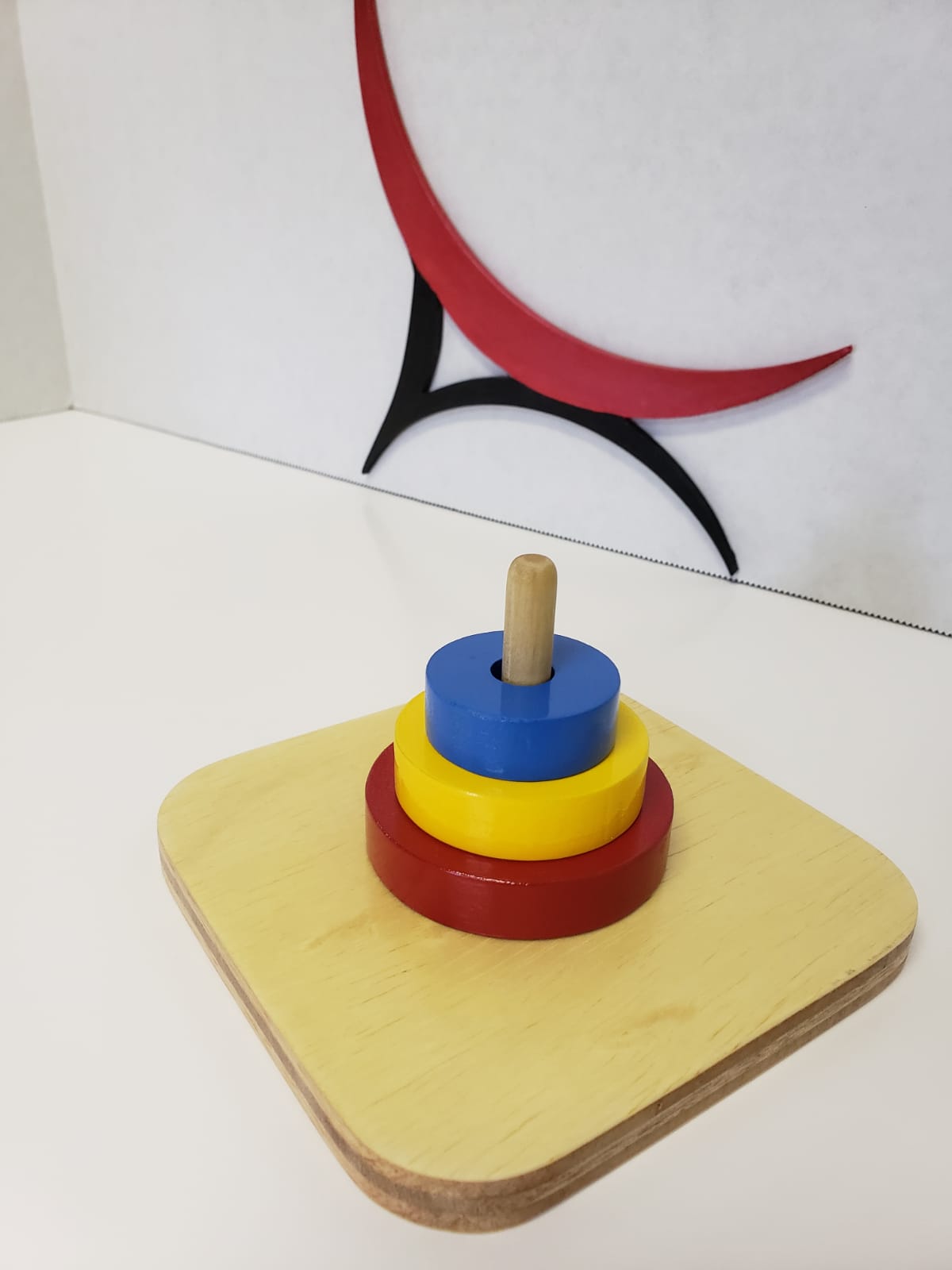 3 Color Montessori Material Kids Sensory Discs on Vertical Dowel Wood Toy 